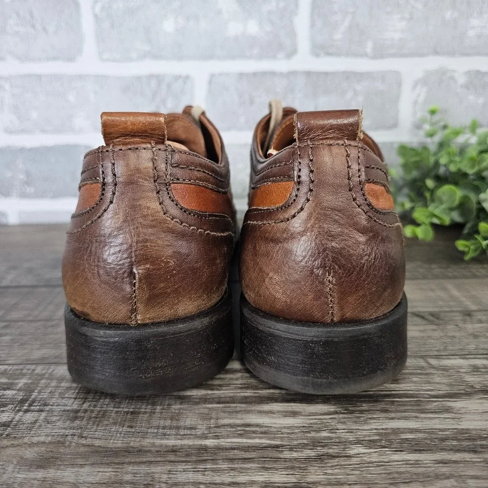 Johnston & Murphy J&M 1850 Two Tone Brown Leather Wingtip Brogue Oxfords Sz. 9.5